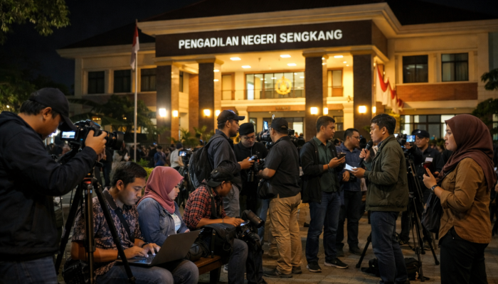Sejumlah Media Berkumpul di PN Sengkang Menanti Putusan Praperadilan MKS