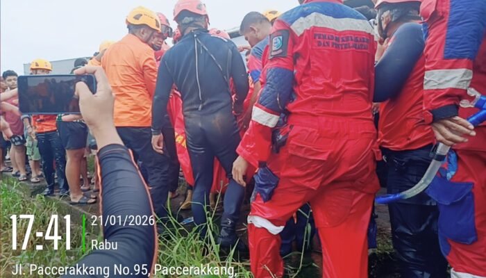 Damkar Kota Makassar Respons Cepat Evakuasi Anak Tenggelam di Paccerakkang Daya
