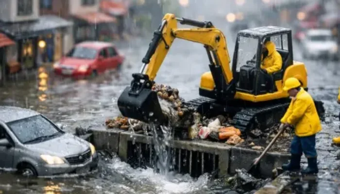 Dinas PU Makassar Tangani Banjir di Wilay