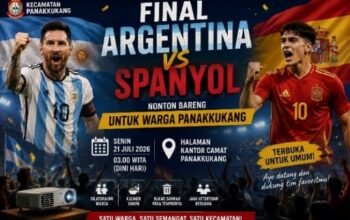 Final Argentina vs Spanyol, Kecamatan Panakkukang Siapkan Nobar untuk Warga di Halaman Kantor Camat