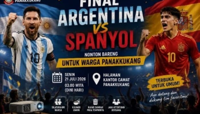 Final Argentina vs Spanyol, Kecamatan Panakkukang Siapkan Nobar untuk Warga di Halaman Kantor Camat