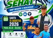 Rayakan Kemerdekaan dengan Cara Sehat, SMPN 5 Makassar Gelar Jalan Sehat
